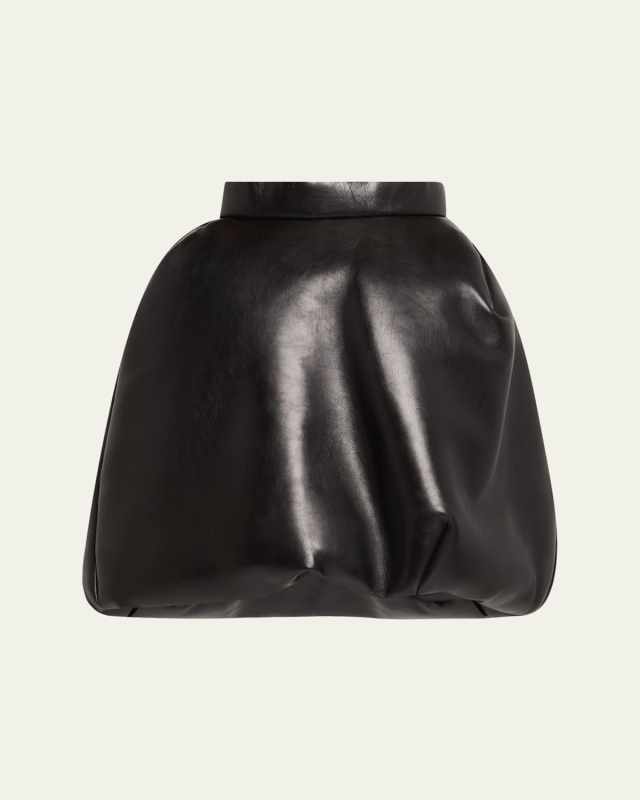 Padded Leather Bubble Skirt